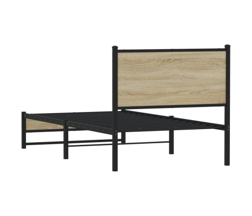 Estructura de cama sin colchón metal roble Sonoma 75x190 cm