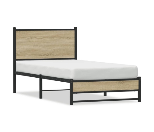 Estructura de cama sin colchón metal roble Sonoma 75x190 cm