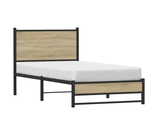 Estructura de cama sin colchón metal roble Sonoma 90x190 cm