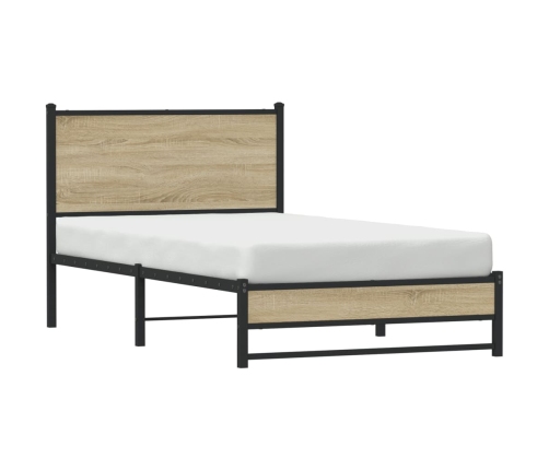 Estructura de cama sin colchón metal roble Sonoma 100x200 cm