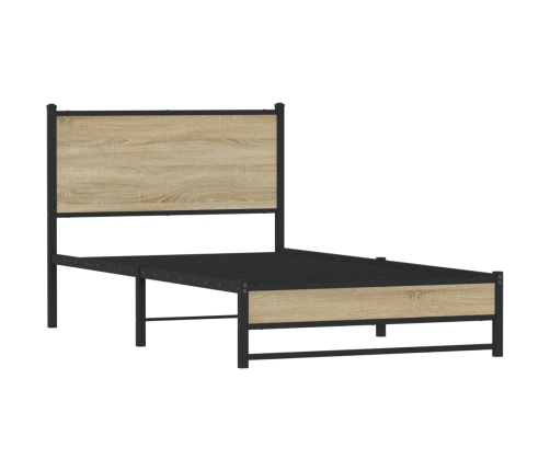 Estructura de cama sin colchón metal roble Sonoma 107x203 cm