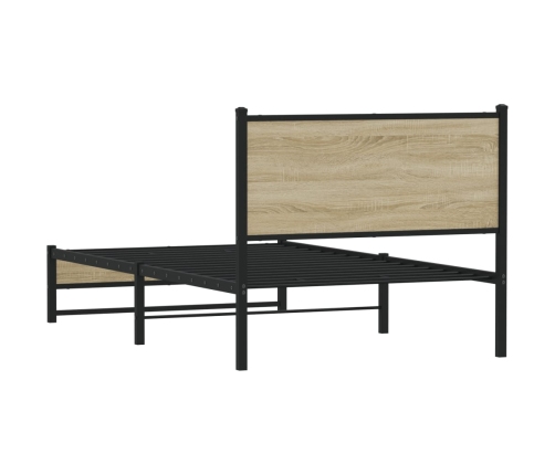 Estructura de cama sin colchón metal roble Sonoma 107x203 cm