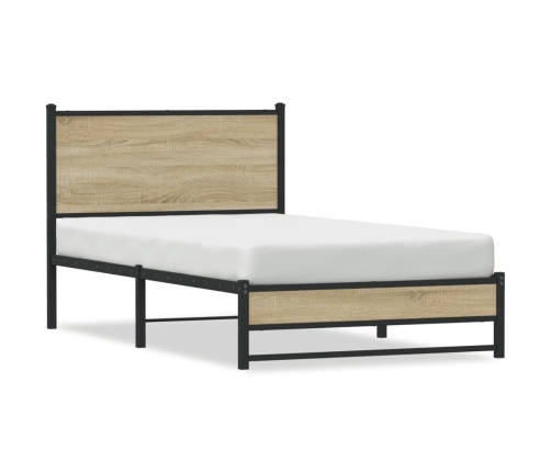 Estructura de cama sin colchón metal roble Sonoma 107x203 cm