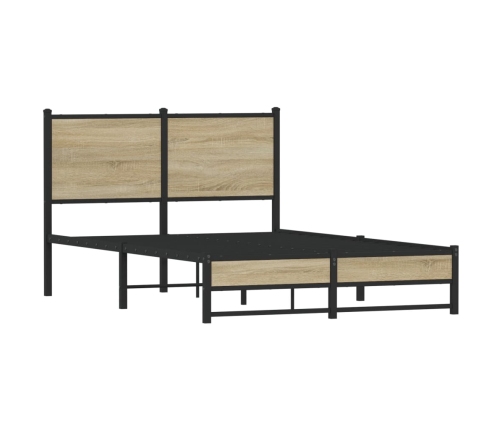 Estructura de cama con cabecero metal roble Sonoma 120x190 cm