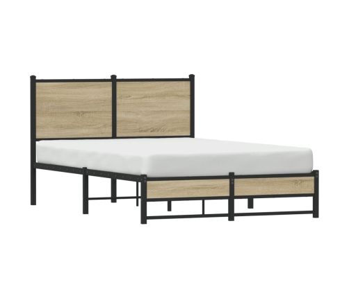 Estructura de cama con cabecero metal roble Sonoma 120x190 cm