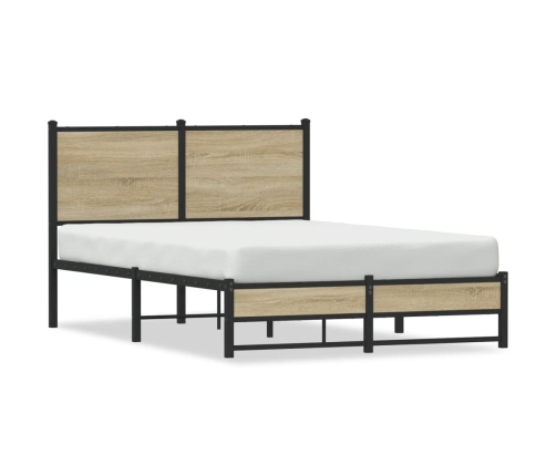 Estructura de cama con cabecero metal roble Sonoma 120x190 cm