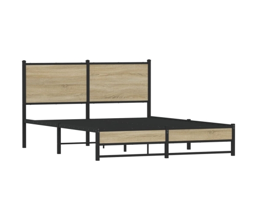 Estructura de cama sin colchón metal roble Sonoma 140x190 cm