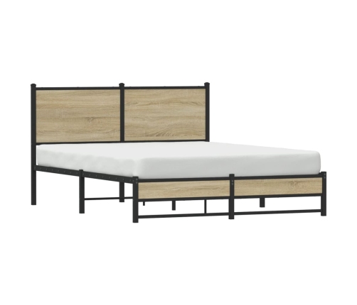 Estructura de cama sin colchón metal roble Sonoma 140x190 cm