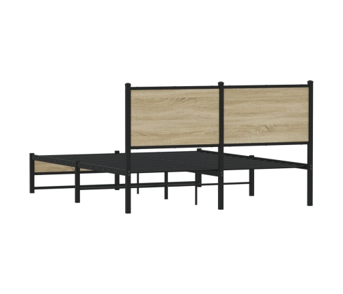 Estructura de cama sin colchón metal roble Sonoma 140x190 cm