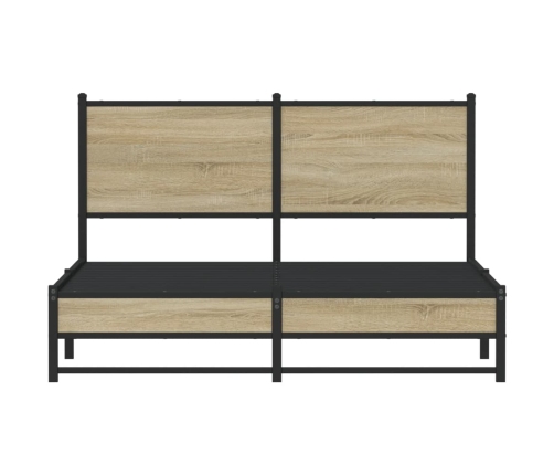 Estructura de cama sin colchón metal roble Sonoma 140x200 cm