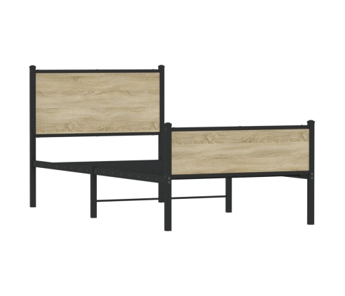 Estructura de cama sin colchón metal roble Sonoma 107x203 cm