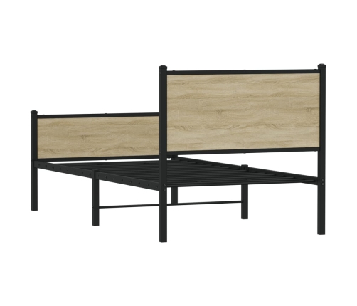 Estructura de cama sin colchón metal roble Sonoma 107x203 cm