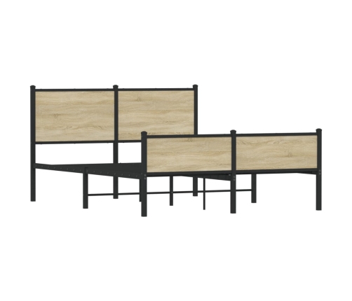 Estructura de cama sin colchón metal roble Sonoma 137x190 cm