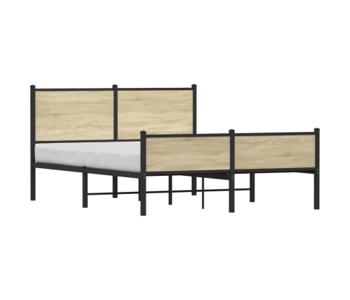 Estructura de cama sin colchón metal roble Sonoma 137x190 cm