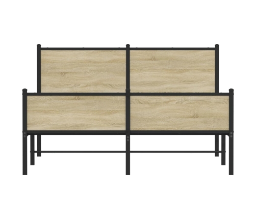 Estructura de cama sin colchón metal roble Sonoma 137x190 cm