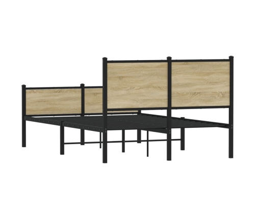 Estructura de cama sin colchón metal roble Sonoma 137x190 cm