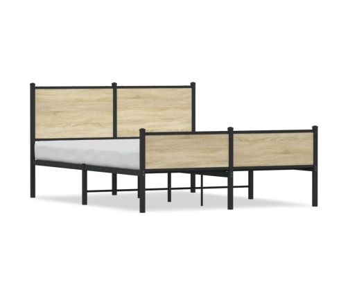 Estructura de cama sin colchón metal roble Sonoma 137x190 cm