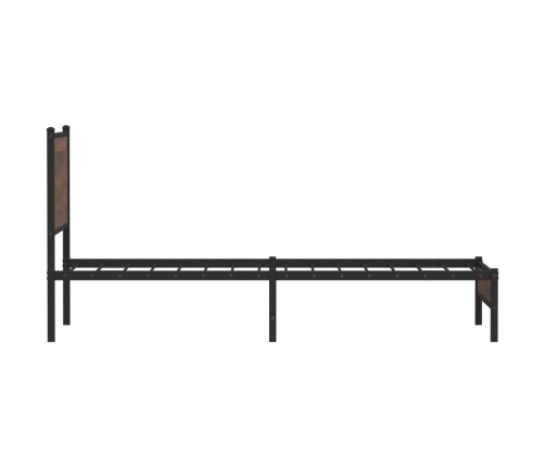 Estructura de cama con cabecero metal marrón roble 90x190 cm