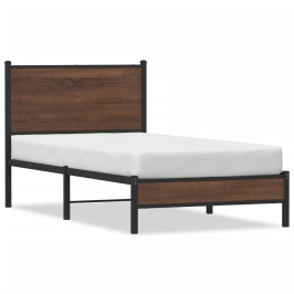 Estructura de cama sin colchón metal marrón roble 90x200 cm