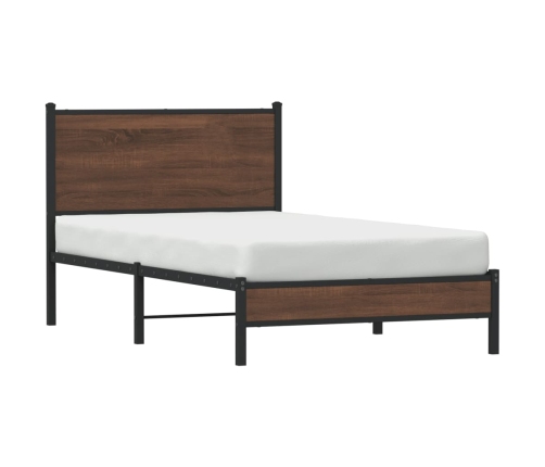 Estructura de cama sin colchón metal marrón roble 100x190 cm