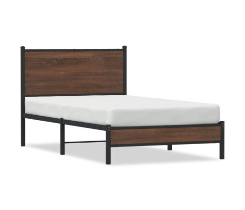 Estructura de cama sin colchón metal marrón roble 100x190 cm