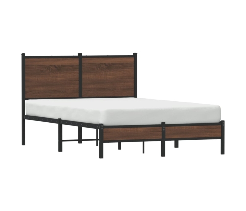 Estructura de cama sin colchón metal marrón roble 120x190 cm