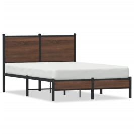 Estructura de cama sin colchón metal marrón roble 120x200 cm