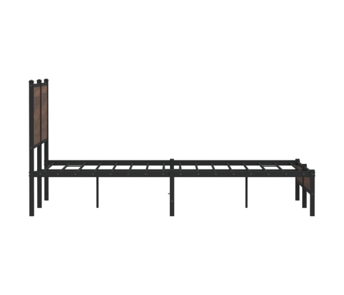 Estructura de cama con cabecero metal marrón roble 137x190 cm