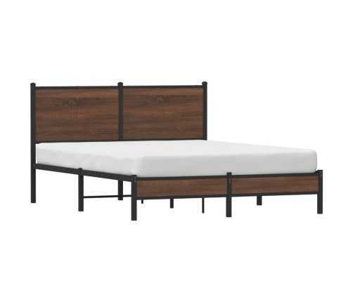 Estructura de cama con cabecero metal marrón roble 140x190 cm