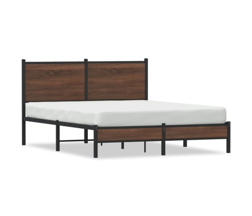 Estructura de cama con cabecero metal marrón roble 140x190 cm