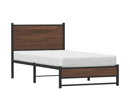 Estructura de cama sin colchón metal marrón roble 75x190 cm