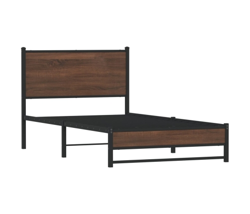 Estructura de cama sin colchón metal marrón roble 100x200 cm