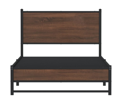 Estructura de cama sin colchón metal marrón roble 100x200 cm