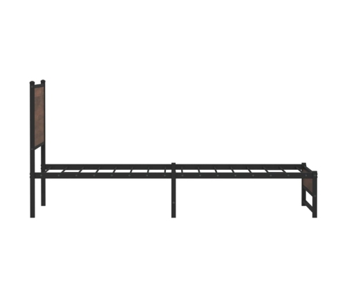 Estructura de cama con cabecero metal marrón roble 107x203 cm