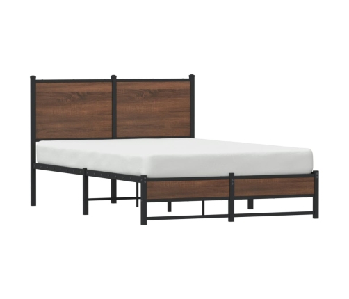 Estructura de cama sin colchón metal marrón roble 120x190 cm