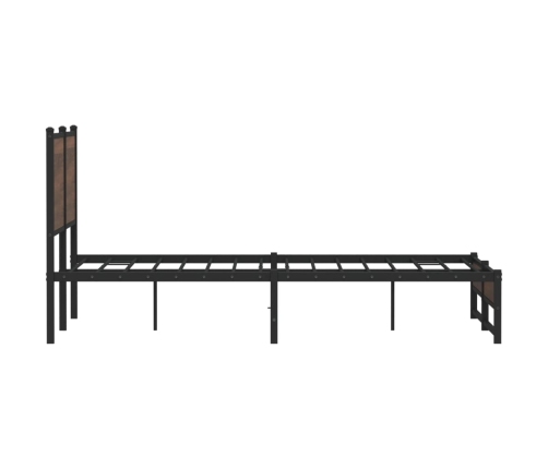 Estructura de cama con cabecero metal marrón roble 137x190 cm