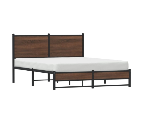 Estructura de cama sin colchón metal marrón roble 140x190 cm