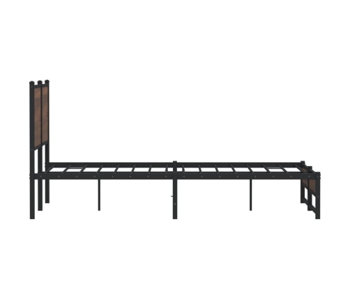 Estructura de cama sin colchón metal marrón roble 140x190 cm