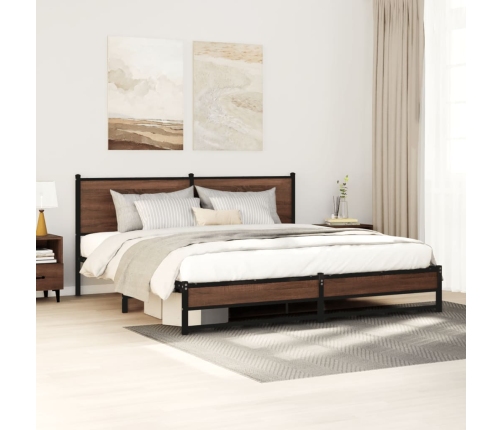Estructura de cama sin colchón metal marrón roble 160x200 cm