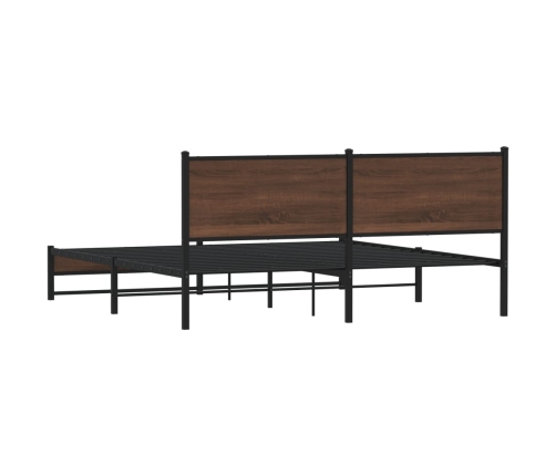 Estructura de cama sin colchón metal marrón roble 160x200 cm