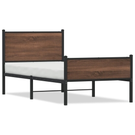 Estructura de cama sin colchón metal marrón roble 75x190 cm