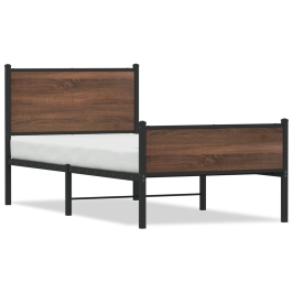 Estructura de cama sin colchón metal marrón roble 80x200 cm