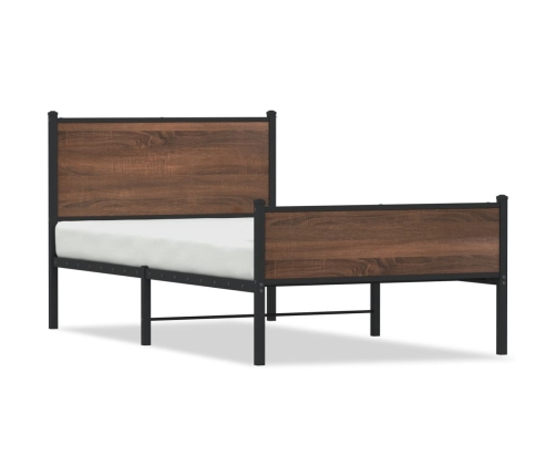 Estructura de cama sin colchón metal marrón roble 100x190 cm