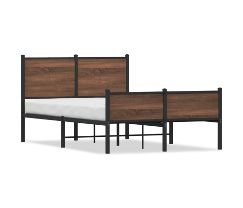 Estructura de cama sin colchón metal marrón roble 120x190 cm