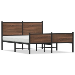 Estructura de cama sin colchón metal marrón roble 137x190 cm