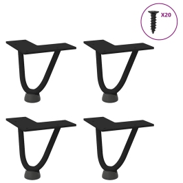 Patas de mesa tipo horquilla 4 unidades acero macizo negro 10cm