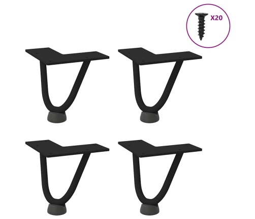 Patas de mesa tipo horquilla 4 unidades acero macizo negro 10cm