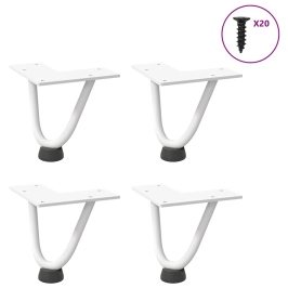 Patas de mesa tipo horquilla 4 uds acero macizo blanco 10 cm