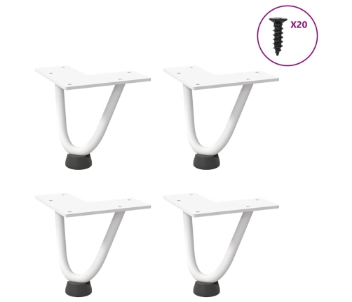 Patas de mesa tipo horquilla 4 uds acero macizo blanco 10 cm