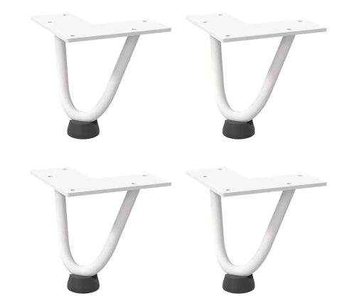 Patas de mesa tipo horquilla 4 uds acero macizo blanco 10 cm